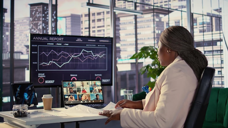 Data scientist analyzing digital metrics
