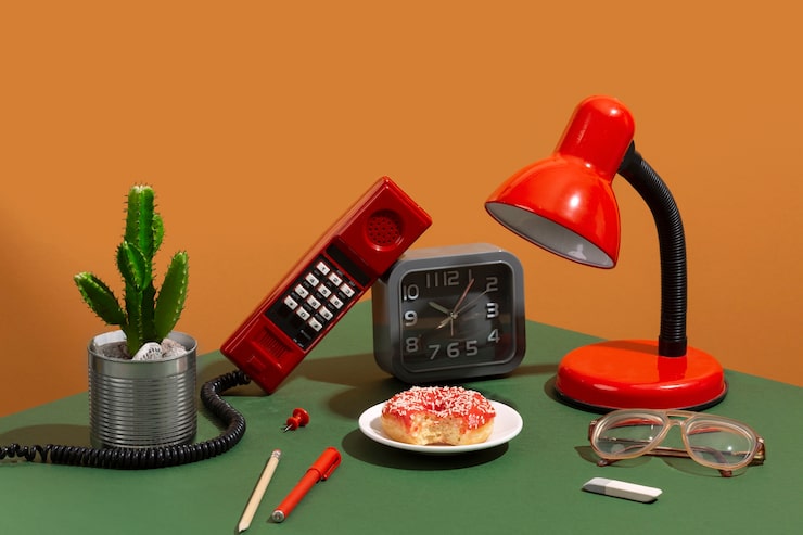 Vintage telephone on desk