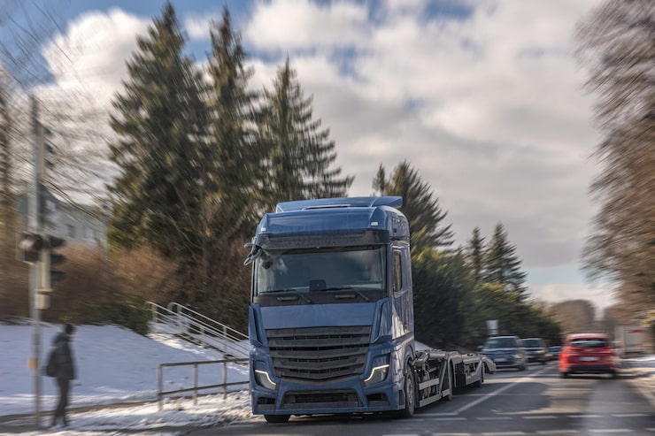 Cargo delivery truck on road