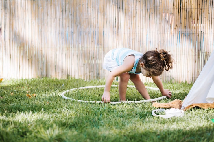 Agility ladder on grass