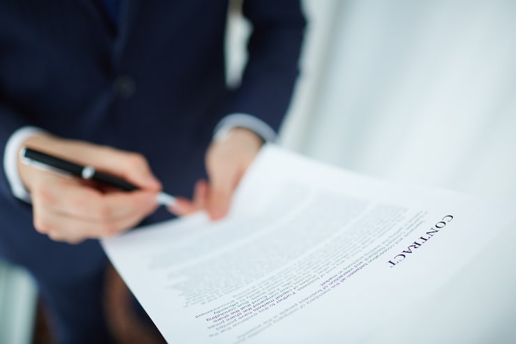 Legal document close up view