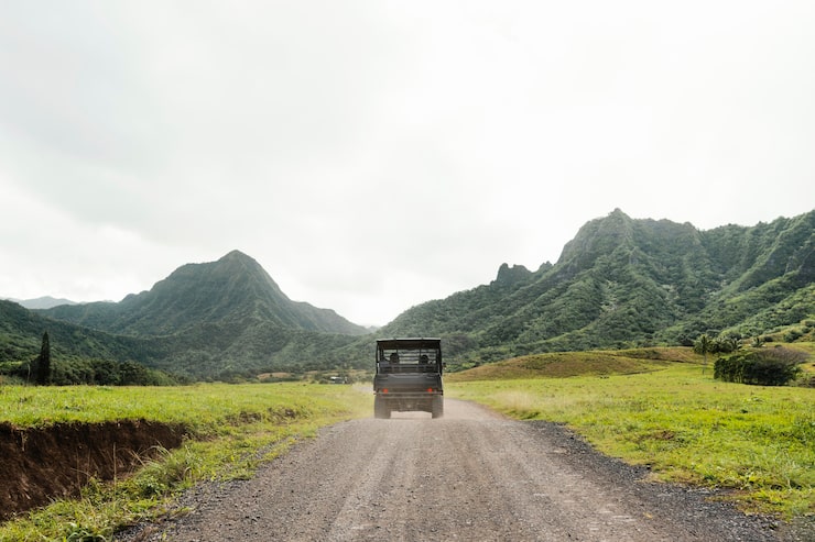 Delivery truck on mountain road